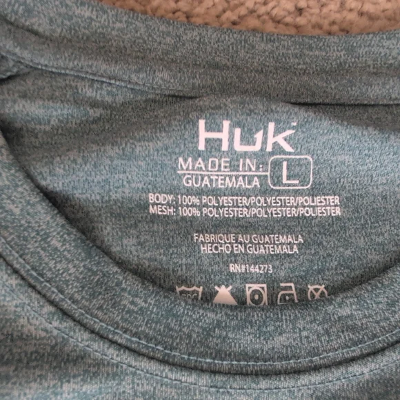 Huk Men's Blue Performance Fishing Shirt - Picture 2 of 5